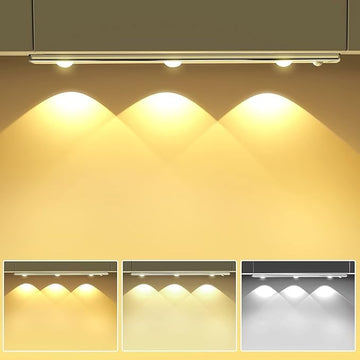 Motion Sensor Cabinet Lights 40cm, Wireless USB Rechargeable Under Cabinet Light, 3 Color Modes