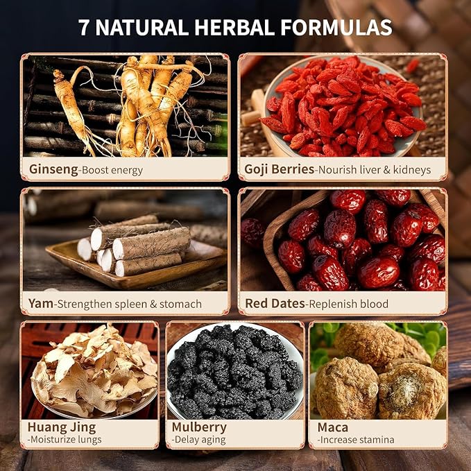 Ginseng Five Treasures Kidney Tea, Traditional Chinese Herbal Tea, Natural Organic Kidney Cleanse Detox Tea for Women & Men, 7 Precious Ingredients Formula